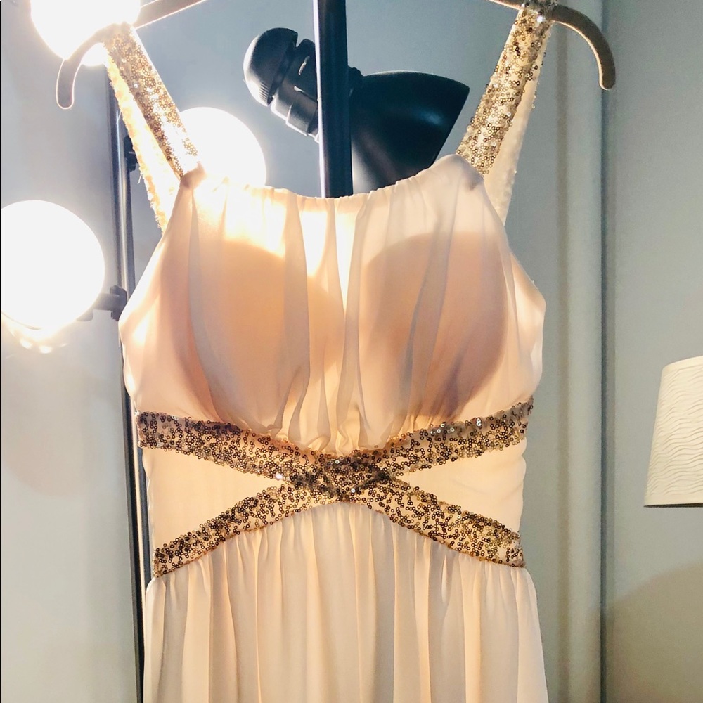 Cream and gold poetry Sequin Dress Size Small - Picture 5 of 5